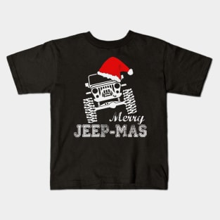 Merry Jeep-mas Merry Christmas Jeep Lover Jeep Christmas Jeep Santa Kids T-Shirt